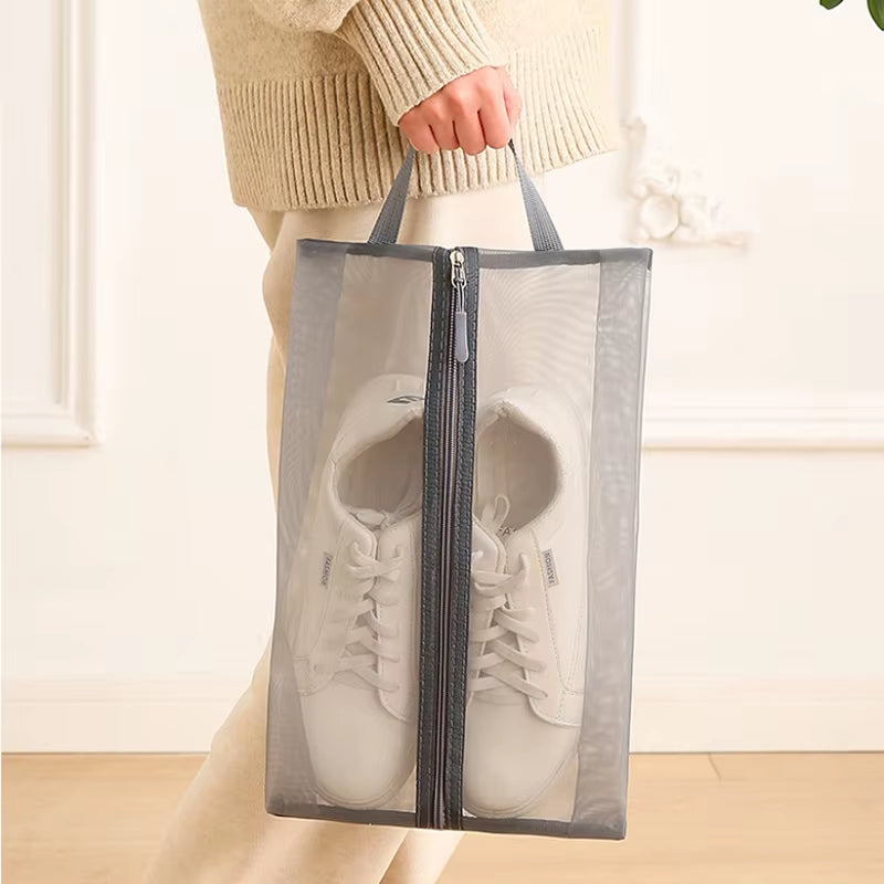 1Pcs Nylon Travel Shoe Bags with Zipper Closure for Men Women Breathable Shoe Organize Storage Bags Makeup Laundry Bag