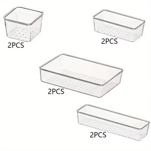 8/13/25Pcs Drawer Organizers Set Clear Plastic Desk Divider Bins Bedroom Dresser Office Storage Box for Makeup Jewelries Kitchen