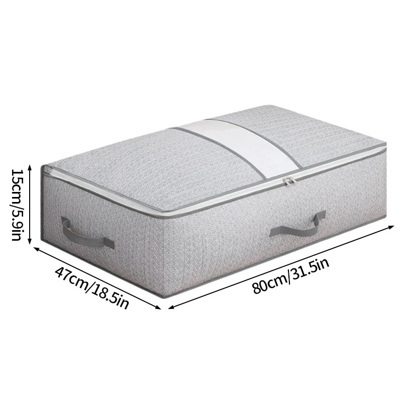 Foldable Clothes Storage Bag Visual Quilt Organize Cases with Handle Home Pillow Blanket Organizer Wardrobe Sorting Storage Box