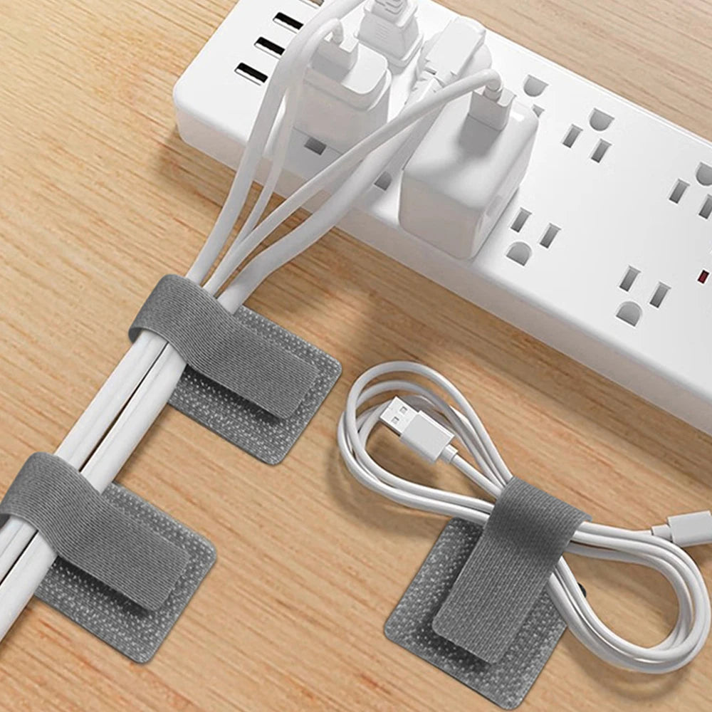 10Pcs Adhesive Loop Cable Ties - Reusable Wire Management Straps for Desktop, Home Office, Organize Wires Data Charger Cords​