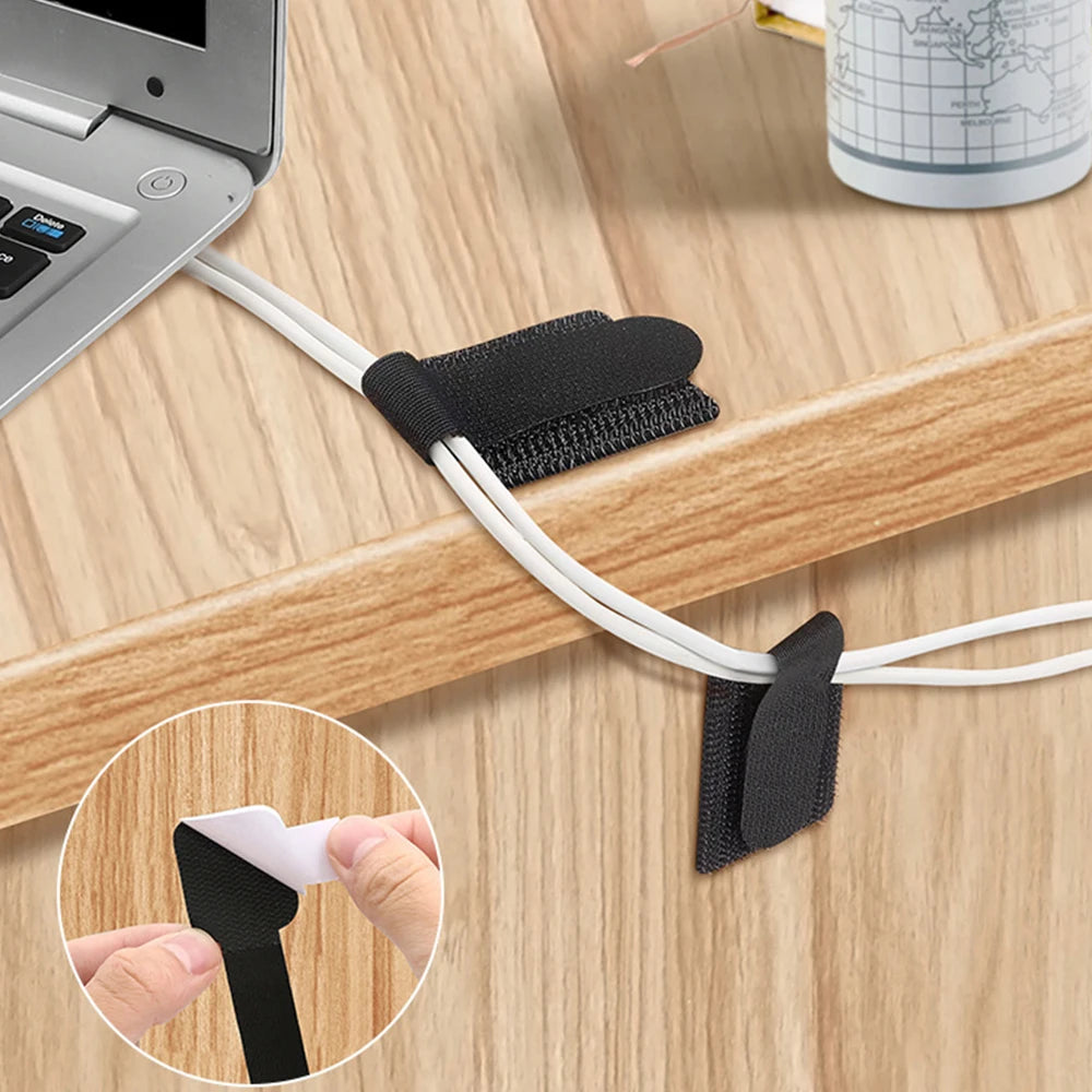 10Pcs Adhesive Loop Cable Ties - Reusable Wire Management Straps for Desktop, Home Office, Organize Wires Data Charger Cords​