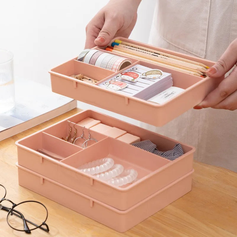 Table Drawer Storage Case Stackable Multi-Cell Sundries Storage Tray Dressing Desk Jewelry Stationery Organizer Makeup Organize