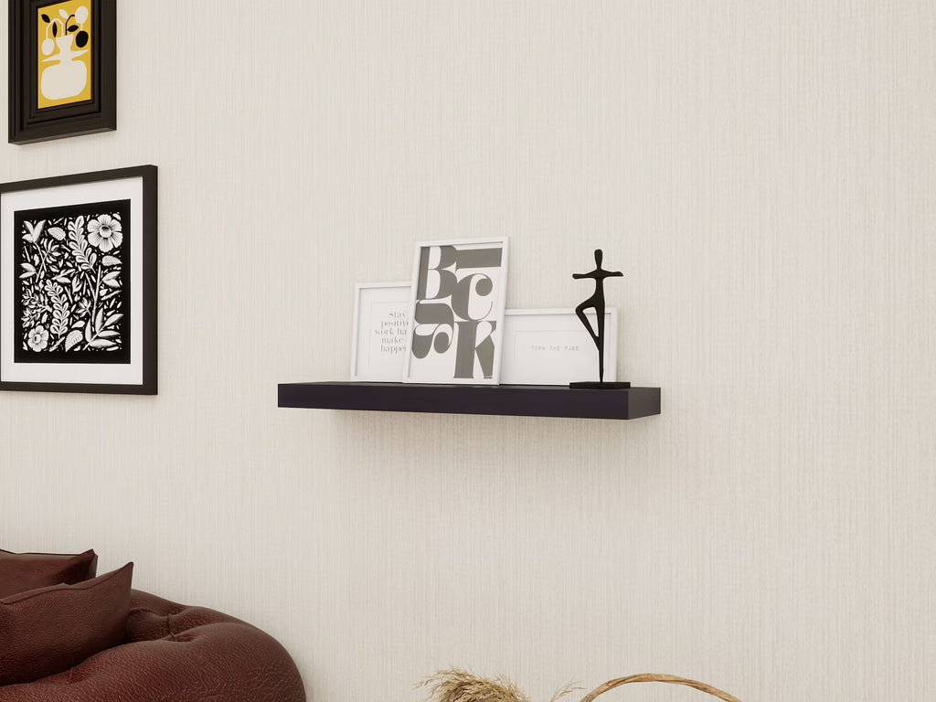 Black 18" Wood Floating Shelf