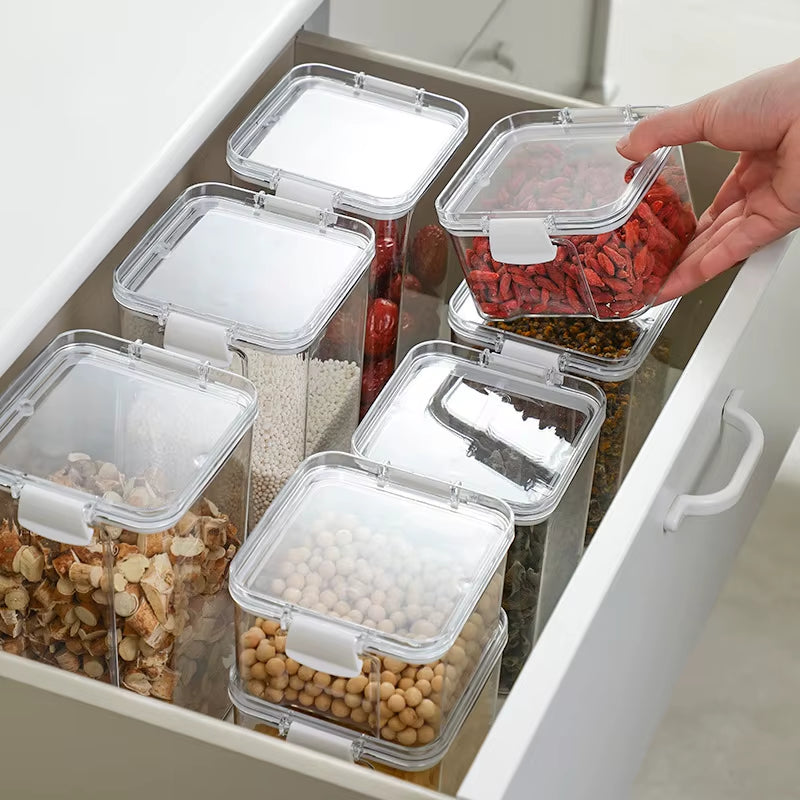 Grain Sealed Jars Fresh-Keeping Box Large Capacity Kitchen Organize Tank Food Sealed Container Seasoning Can Cereals Storage Jar