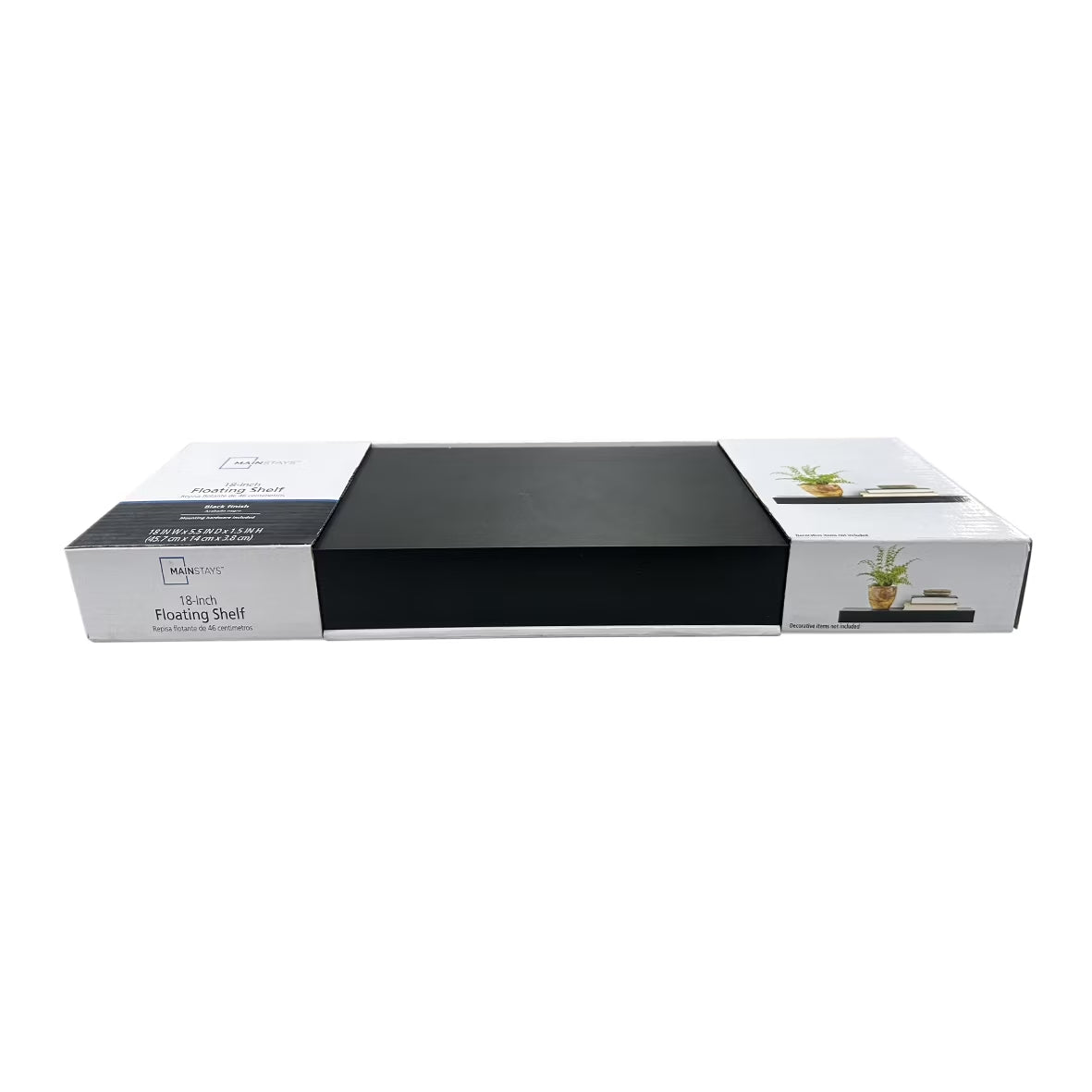 Black 18" Wood Floating Shelf