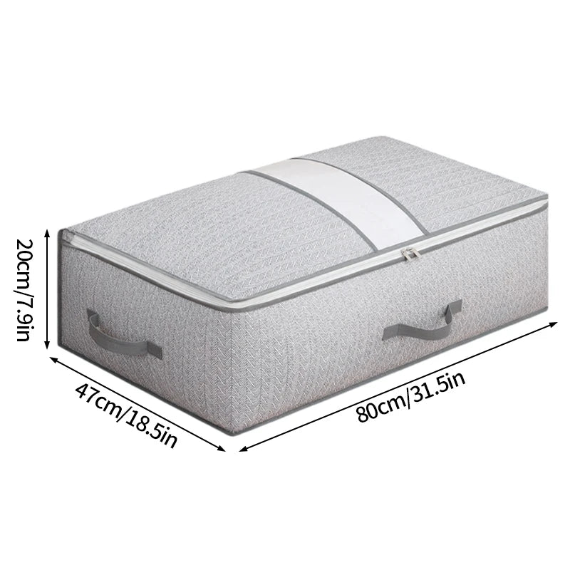 Foldable Clothes Storage Bag Visual Quilt Organize Cases with Handle Home Pillow Blanket Organizer Wardrobe Sorting Storage Box