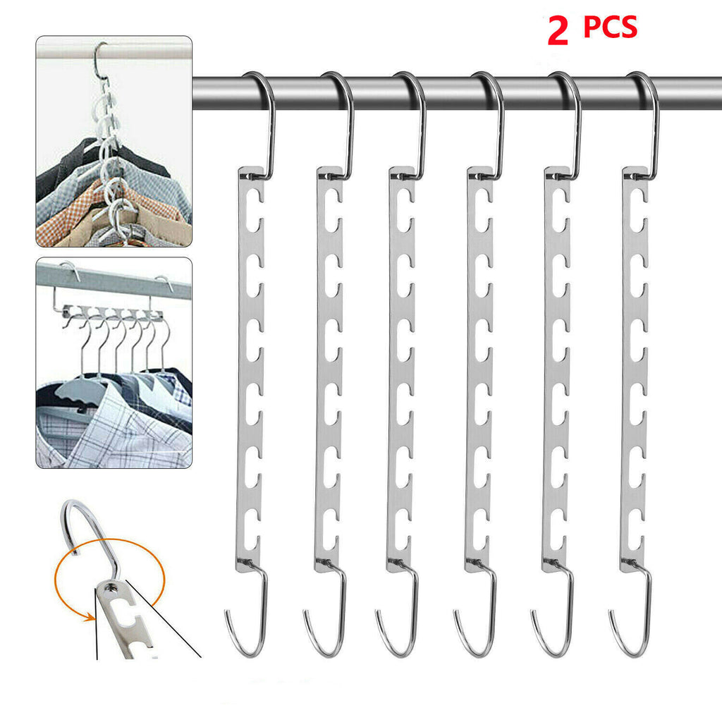 2PC Space Saver Saving Wonder Metal Hanger Clothes Closet Organize Hook Racks