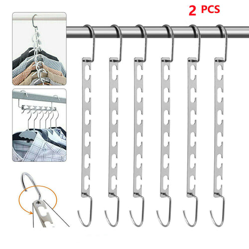 2PC Space Saver Saving Wonder Metal Hanger Clothes Closet Organize Hook Racks