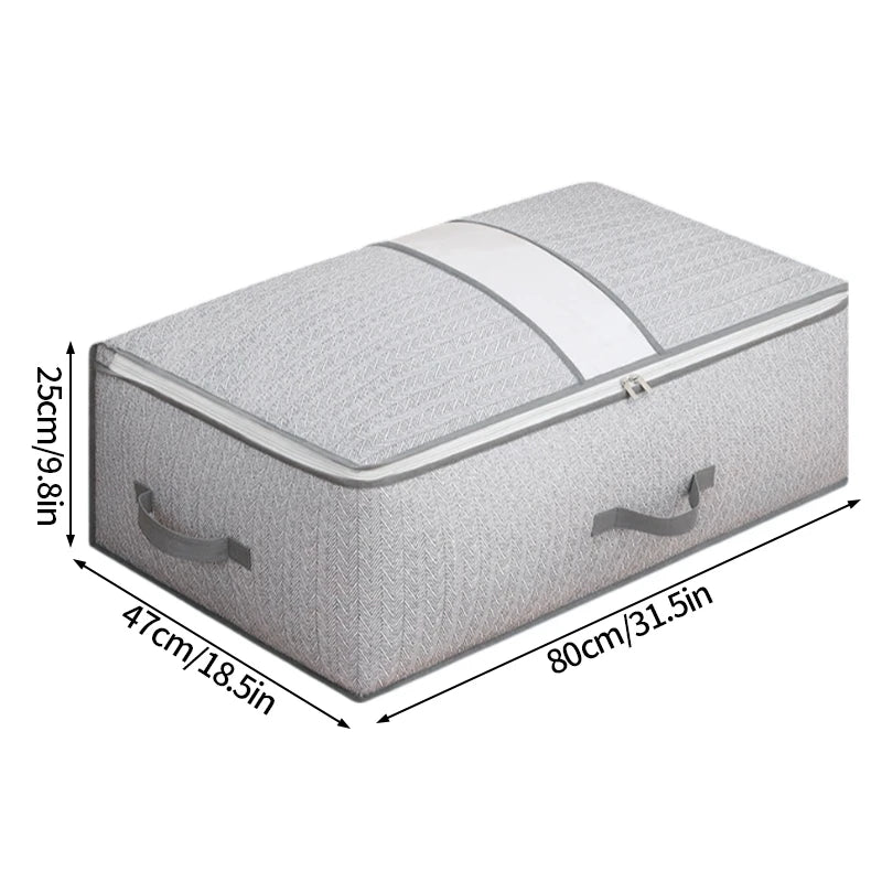 Foldable Clothes Storage Bag Visual Quilt Organize Cases with Handle Home Pillow Blanket Organizer Wardrobe Sorting Storage Box