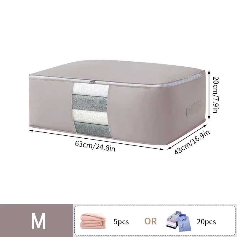 Foldable Clothes Storage Bag Visual Quilt Organize Cases with Handle Home Pillow Blanket Organizer Wardrobe Sorting Storage Box