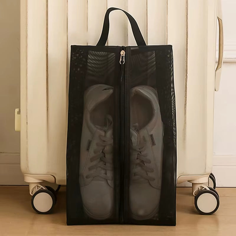 1Pcs Nylon Travel Shoe Bags with Zipper Closure for Men Women Breathable Shoe Organize Storage Bags Makeup Laundry Bag