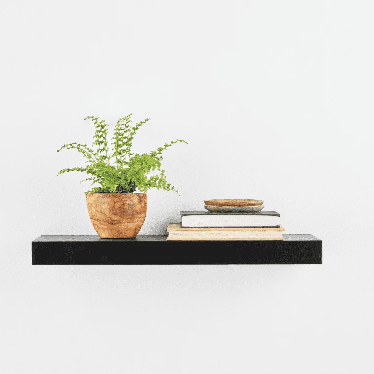 Black 18" Wood Floating Shelf