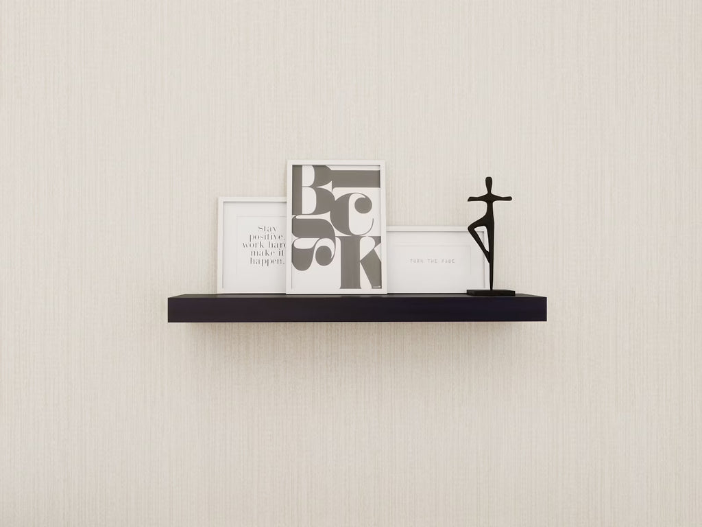 Black 18" Wood Floating Shelf